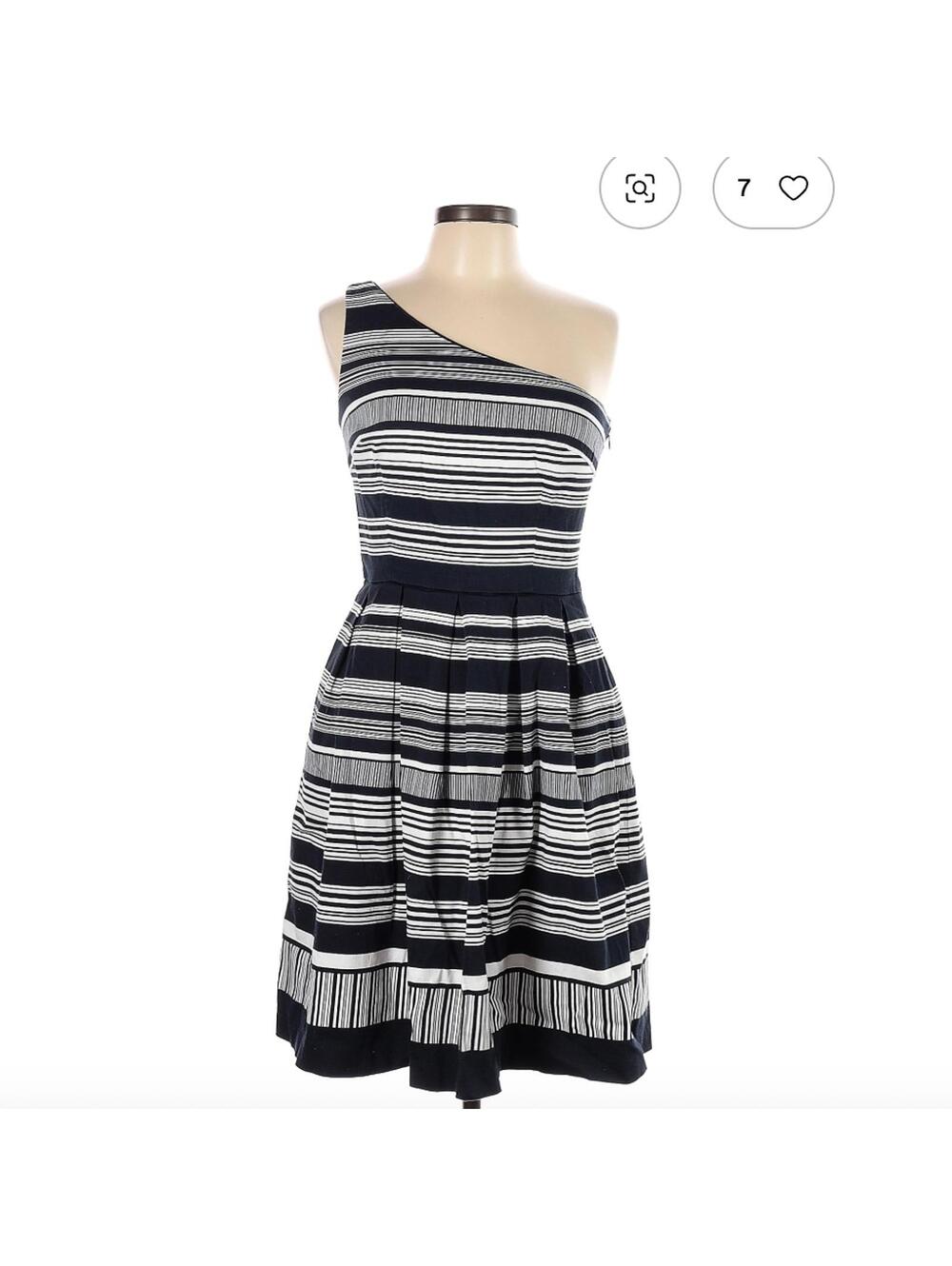 White House Black Market OneShoulder Striped Casual Dress 10